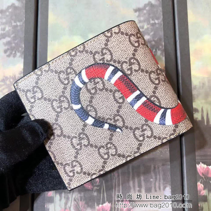 GUCCI古馳 專櫃同步 紅蛇印花 男士雙折皮夾 451268 WTG1923